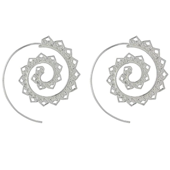 Silver or Gold Ear Spiral Boho Earrings - Picture 4 of 4